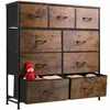 WLIVE tall 9-drawer chest of drawers, rustic brown