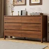 Furniway mid-century modern 6-drawer dresser with wood legs
