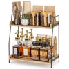 2-Tier Wooden Coffee Station Organizer