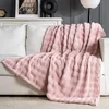 Pink Faux Fur Throw Blanket, 50x60