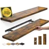 Rustic Brown Floating Shelves, Set of 2