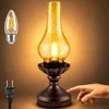 Vintage Amber Glass Touch Table Lamp