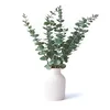 Faux Eucalyptus Stems in Ceramic Vase
