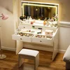COMHOMA Makeup Vanity Desk with LED Mirror and Lights