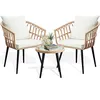 PORWEY 3-piece wicker patio bistro set for balcony