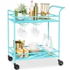 Rolling Outdoor Bar Cart with Wine Rack
