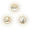 Gold Sunburst Wall Mirrors, Set of 3