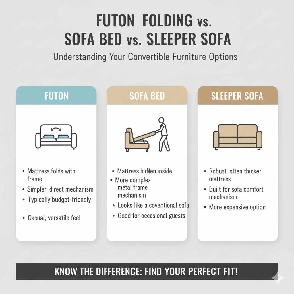 Futon Folding vs. Sofa Bed vs. Sleeper Sofa