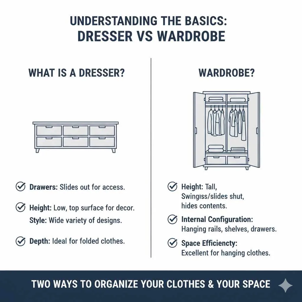 Understanding the Basics: Dresser vs Wardrobe