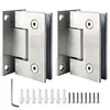 Alise 90-degree glass shower door hinges, brushed nickel, 2-pack