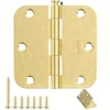 Satin Brass Door Hinges, 3.5in (12-Pack)