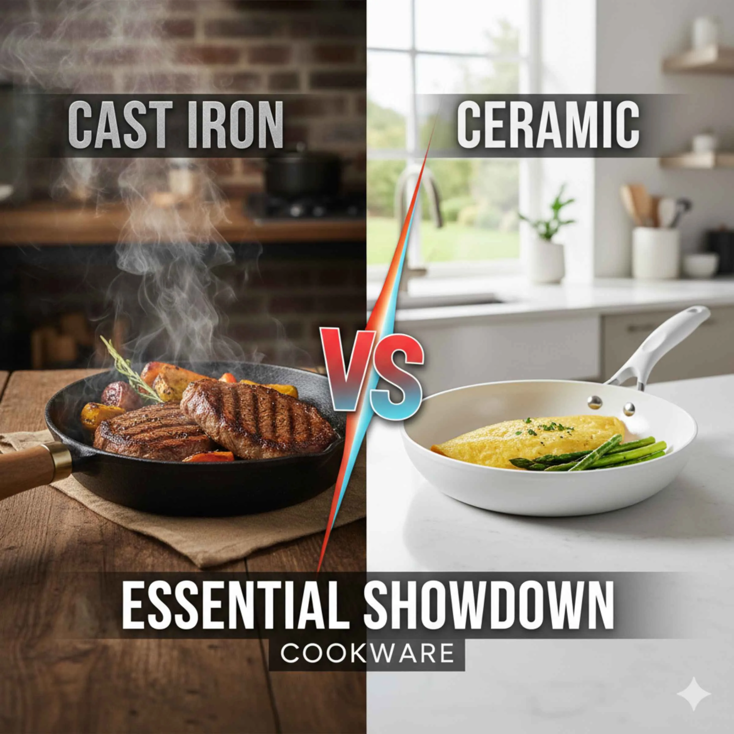 Cast Iron Vs Ceramic Cookware: Essential Showdown