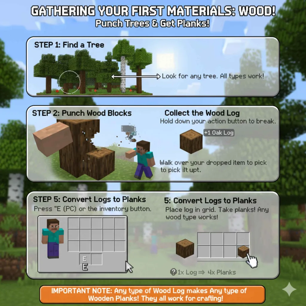 Gathering Your First Materials Wood!
