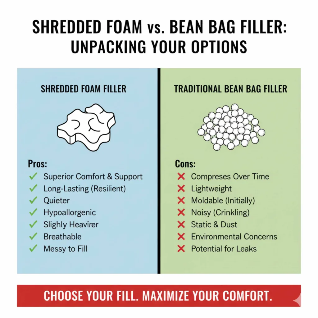 Shredded Foam vs. Bean Bag Filler