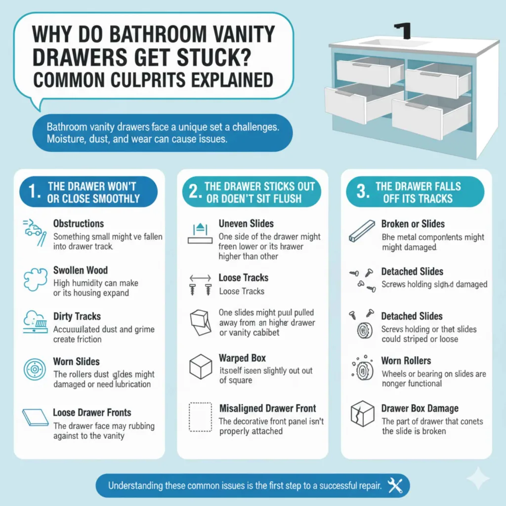 Why Do Bathroom Vanity Drawers Get Stuck Common Culprits Explained