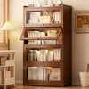 Bamboo bookcase with acrylic doors, enclosed display shelving