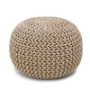 Hand-Knitted Round Pouf Ottoman