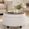 Round Storage Ottoman with Reversible Tray Lid