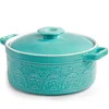 Elsjoy 2qt Round Ceramic Casserole, 7.5in, Turquoise