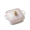 Stoneware 2qt Casserole Dish w/ Lid, Blush Pink