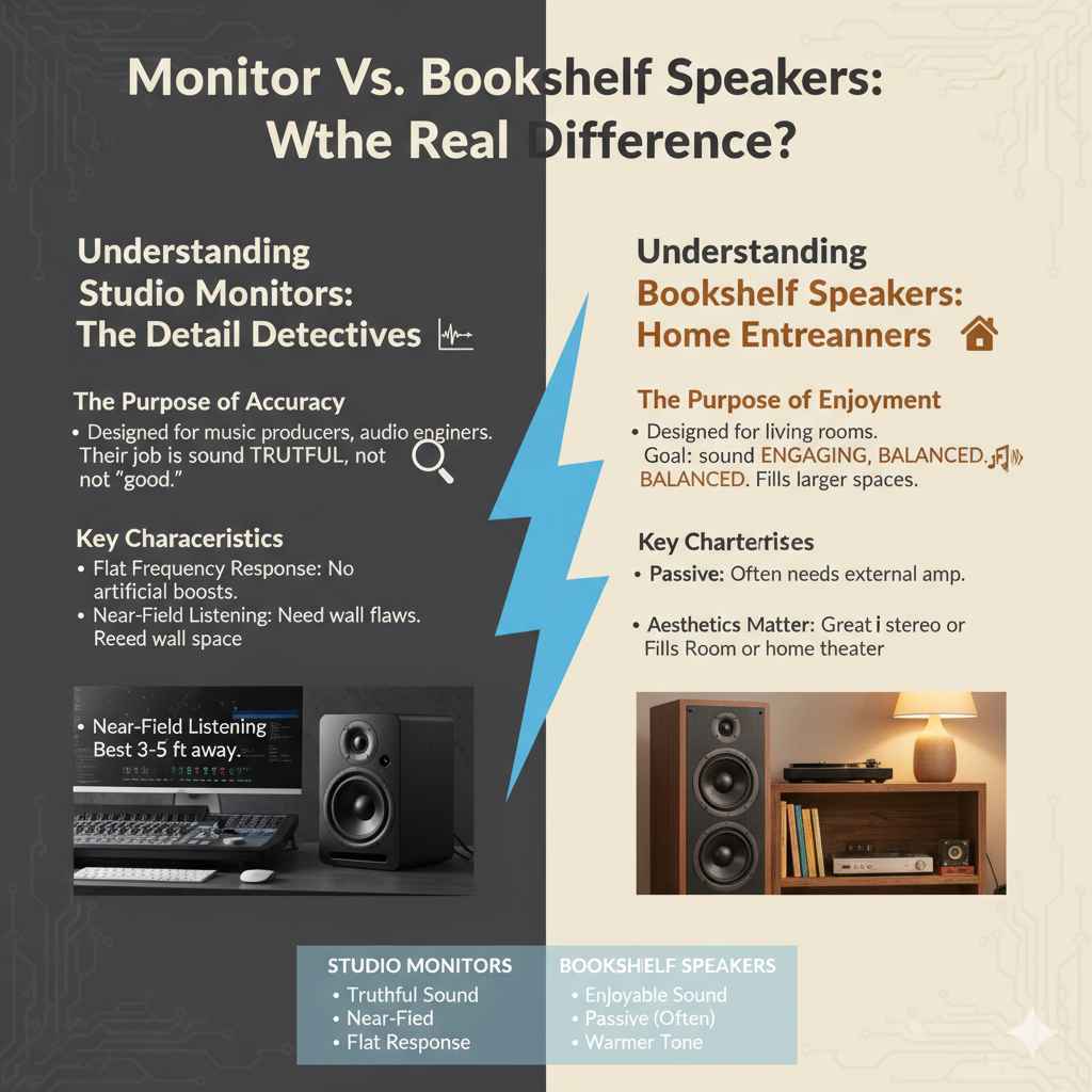 Monitor Vs Bookshelf Speakers What’s the Real Difference