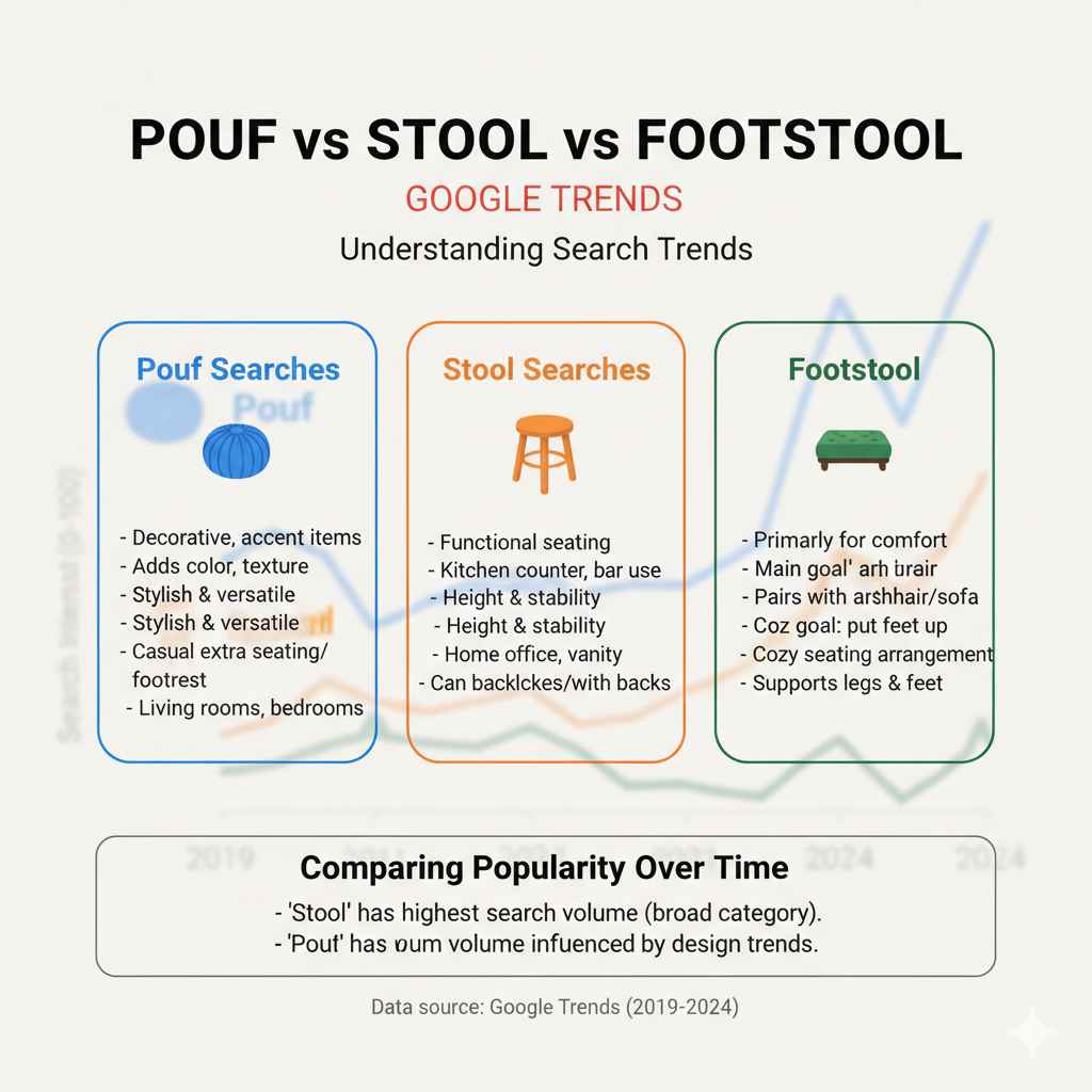 Understanding Pouf vs Stool vs Footstool Search Trends