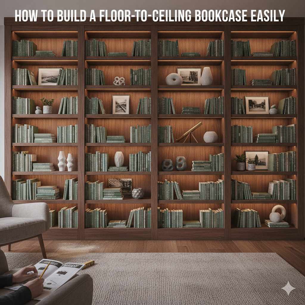 How To Build A Floor-To-Ceiling Bookcase Easily