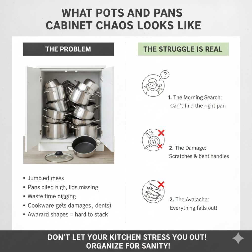 What Pots and Pans Cabinet Chaos Looks Like