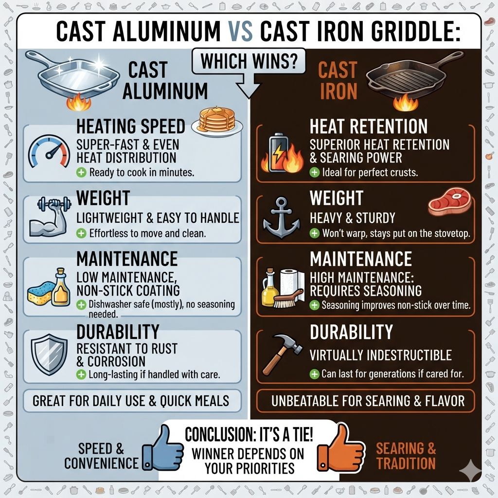 Cast Aluminum vs Cast Iron Griddle: Which Wins?