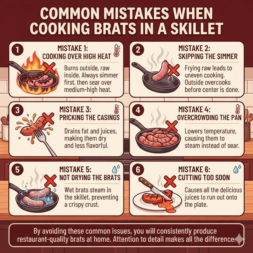 Common Mistakes When Cooking Brats in a Skillet