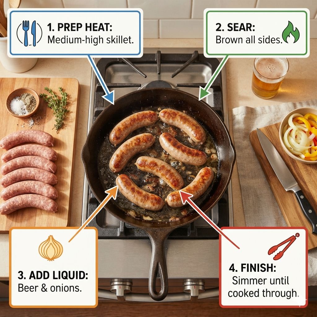 How to Cook Brats in a Skillet: Easy Step-by-Step