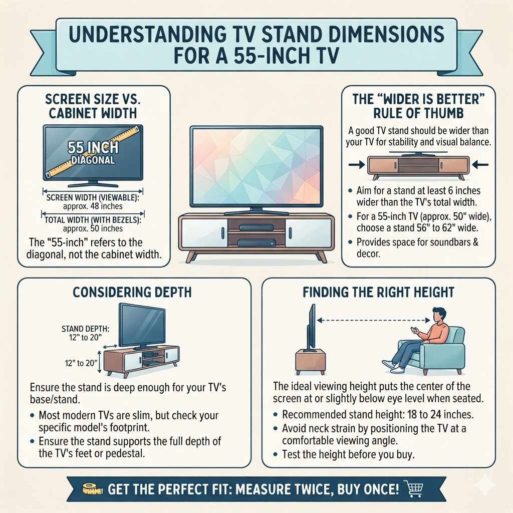 Understanding TV Stand Dimensions for a 55-Inch TV