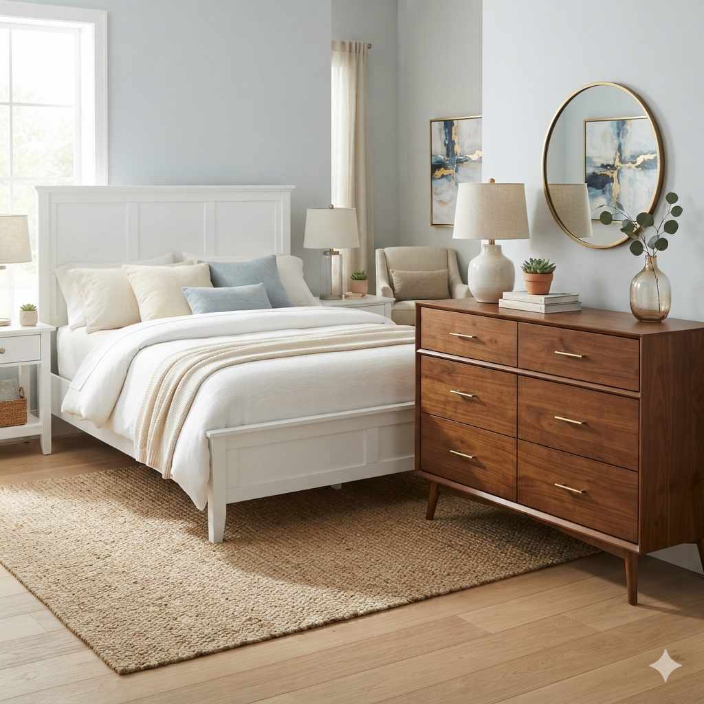What Color Dresser Goes Best With A White Bed?