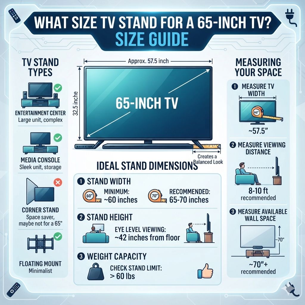 What Size Tv Stand For A 65-Inch Tv? Size Guide