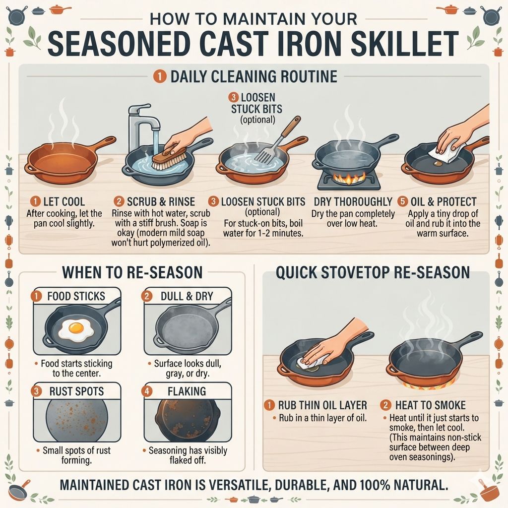 How to Maintain Your Seasoned Cast Iron Skillet