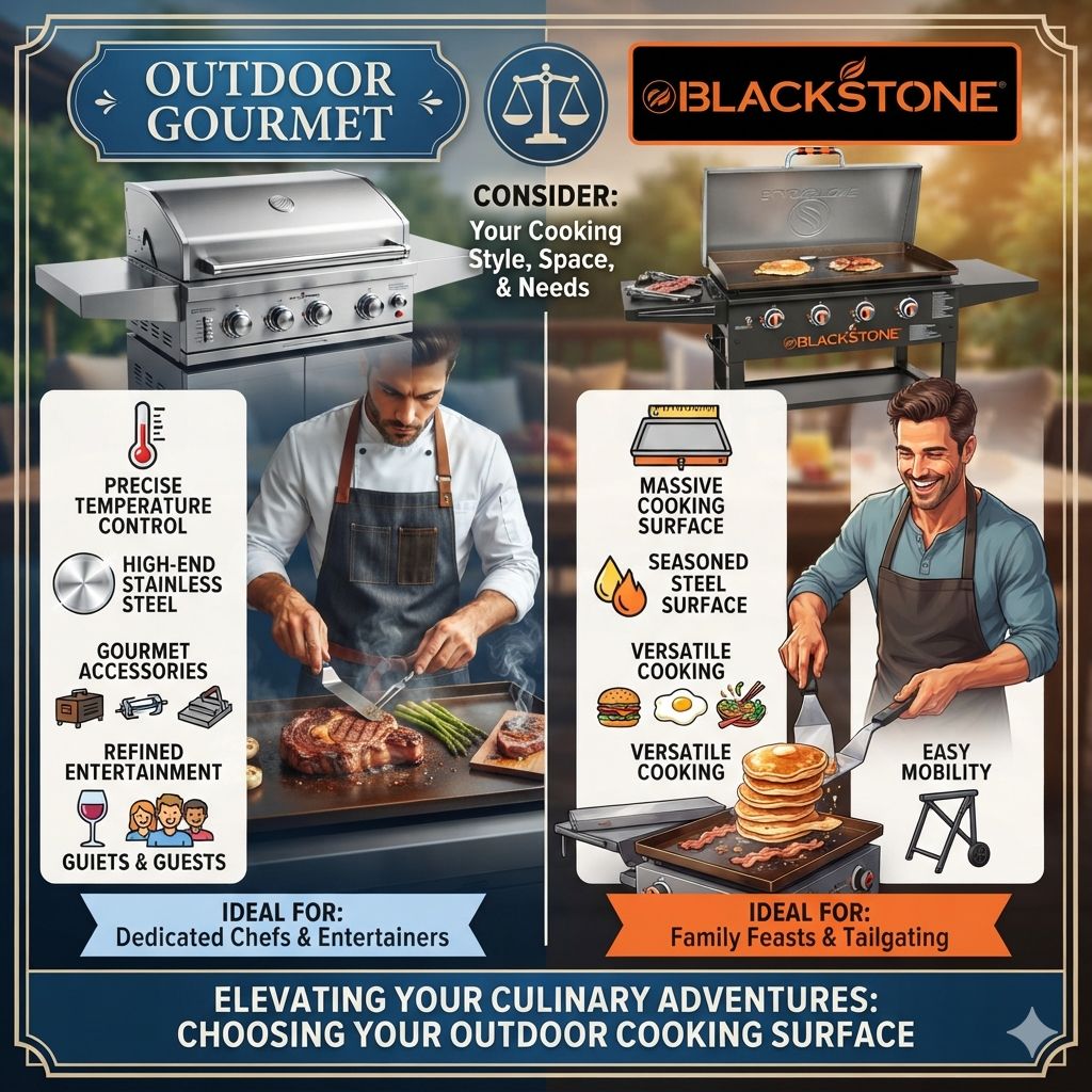 Outdoor gourmet vs Blackstone griddle: choosing the right outdoor cooking surface can significantly elevate your culinary adventures. Both offer unique advantages for searing, flipping, and entertaining, but understanding their differences is key to making an informed decision.