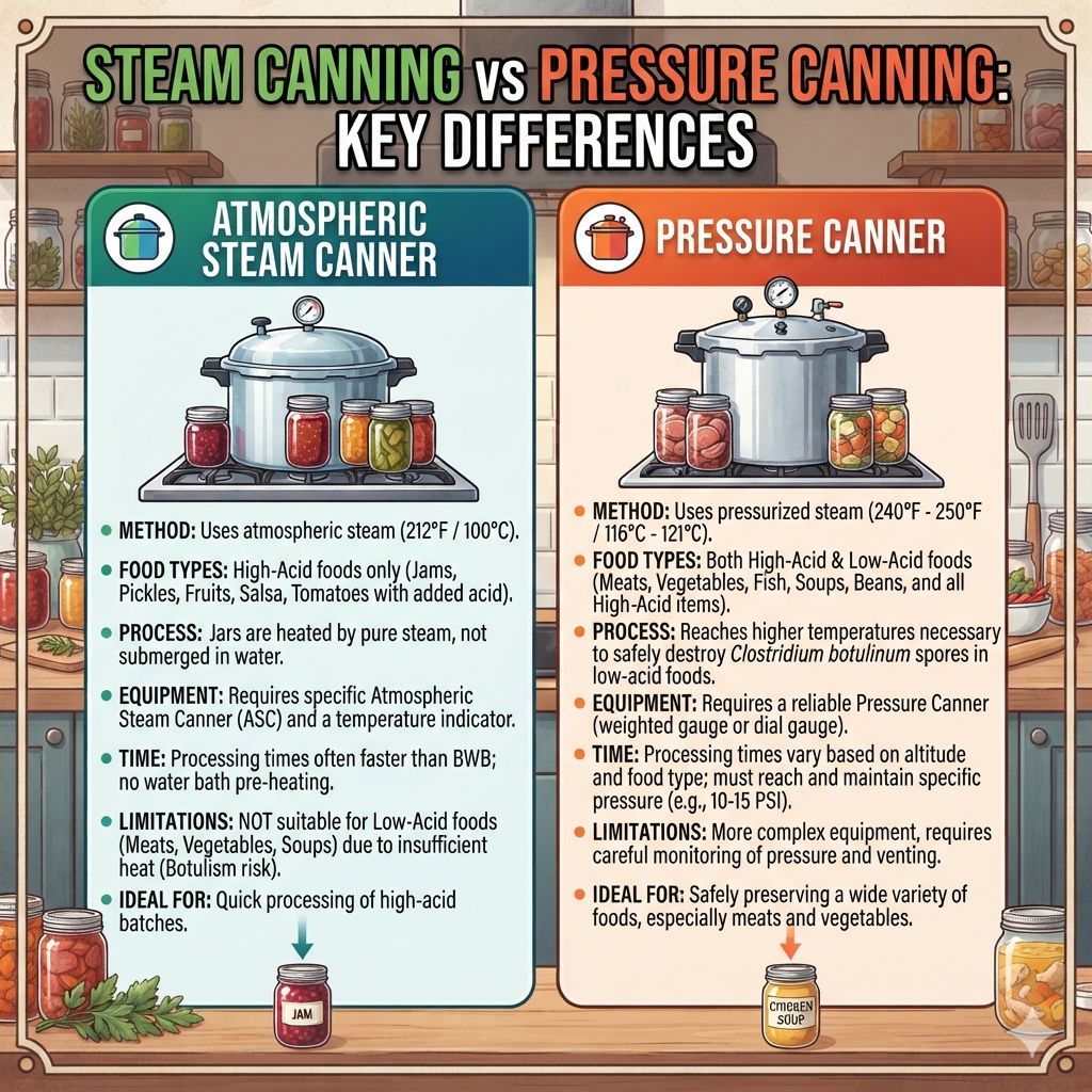 Steam Canning vs Pressure Canning: Key Differences