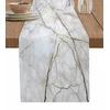 Marble Table Runner Cotton Linen White Gray Gold Dresser