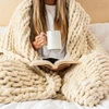 Samiah Luxe Chunky Knit Throw Blanket Buttercream Chenille