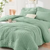 HYMOKEGE Sage Green Queen Comforter Set Seersucker