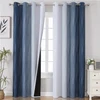 Navy Blue and Greyish White Blackout Curtains, 84 Inch