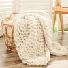 Bigacogo Chunky Knit Throw Blanket Beige