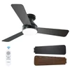 Amico 42 Inch Black Low Profile Ceiling Fan with Light