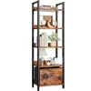 Furologee 5 Tier Bookshelf with Drawer Tall Narrow