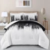 Dinjoy Ombre Black Comforter Set Gradient Black White