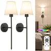 NIORSUN Battery Operated Black Wall Sconces (Set of 2)
