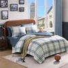 Plaid Full Size Comforter Set Blue Grey Farmhouse