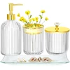 Bathroom Accessories Set Clear and Gold Glass
