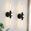 Wall Sconces Set of Two Hardwired Matte Black Bathroom
