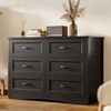 Gizoon 6 Drawer Dresser Black Wide Chest of Drawers